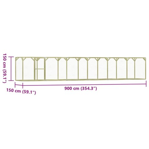  Klatka dla drobiu, 9x1,5x1,5 m, stal