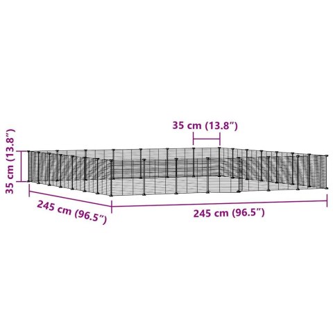  Klatka dla zwierząt z bramką, 28 paneli, czarna, 35x35 cm, stal