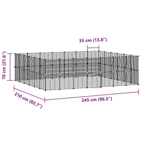  Klatka dla zwierząt z bramką, 52 panele, czarna, 35x35 cm, stal