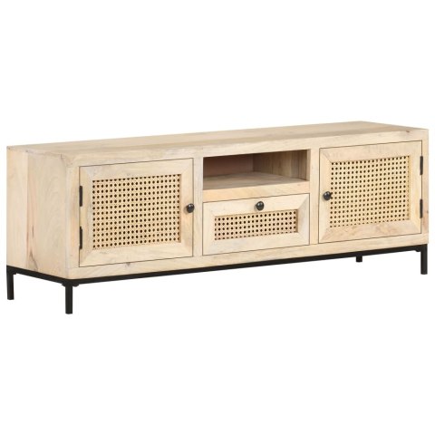  Szafka pod TV, 120x30x40 cm, drewno mango i naturalna trzcina