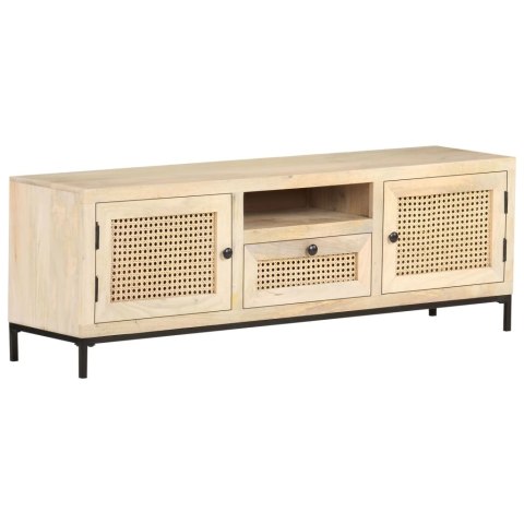  Szafka pod TV, 120x30x40 cm, drewno mango i naturalna trzcina