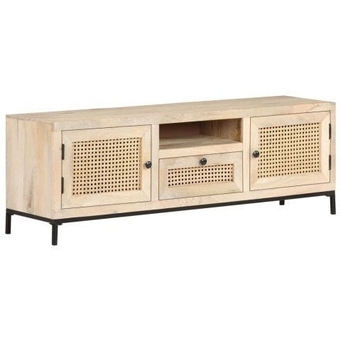  Szafka pod TV, 120x30x40 cm, drewno mango i naturalna trzcina