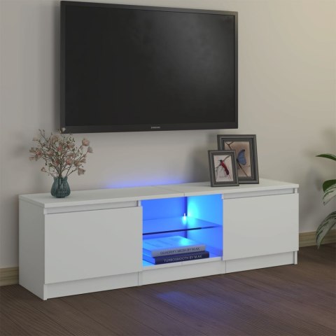  Szafka pod TV z oświetleniem LED, biała, 120x30x35,5 cm