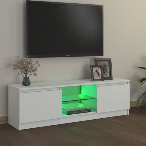  Szafka pod TV z oświetleniem LED, biała, 120x30x35,5 cm