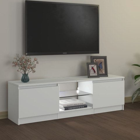  Szafka pod TV z oświetleniem LED, biała, 120x30x35,5 cm