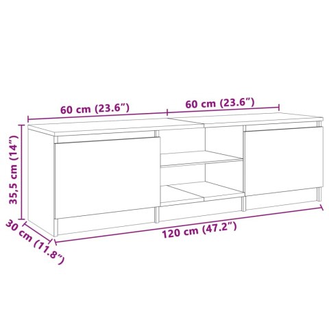  Szafka pod TV z oświetleniem LED, biała, 120x30x35,5 cm