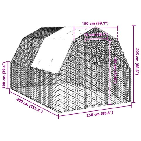  Kurnik z dachem 2,5x4x2,25 m Stal ocynkowana