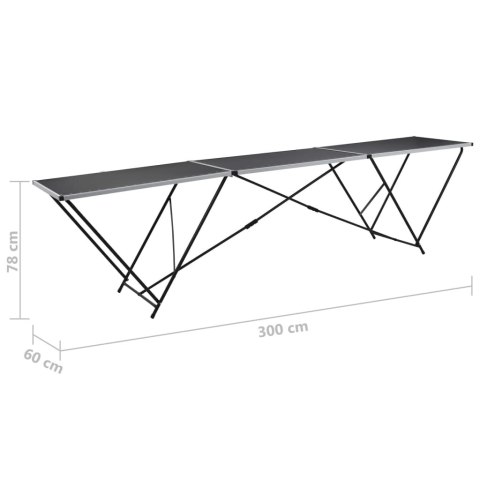  Składany stół do tapetowania, MDF i alumnium, 300x60x78 cm