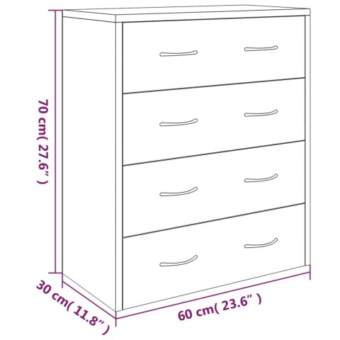  Komoda z 4 szufladami, 60 x 30,5 x 71 cm, szarość betonu