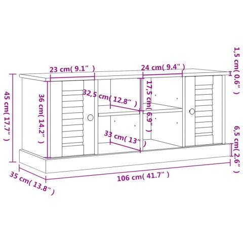  Szafka na buty VIGO, szara, 106x35x45 cm, lite drewno sosnowe