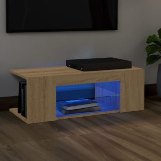  Szafka TV z oświetleniem LED, dąb sonoma, 90x39x30 cm