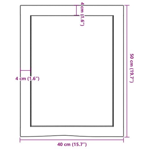  Półka, 40x50x(2-6) cm, surowe lite drewno dębowe