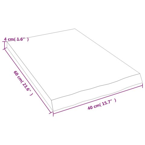  Półka, 40x60x(2-4) cm, surowe lite drewno dębowe