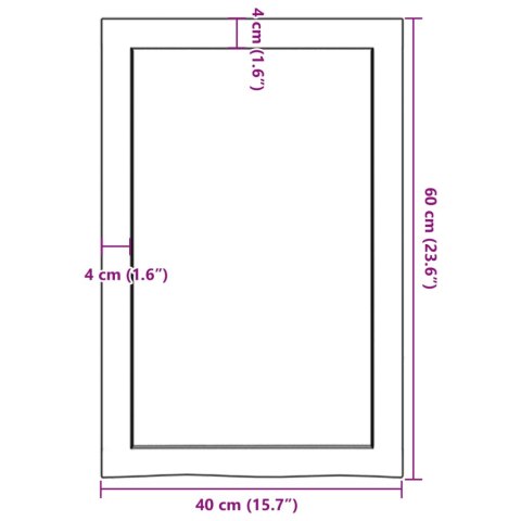  Półka, 40x60x(2-4) cm, surowe lite drewno dębowe