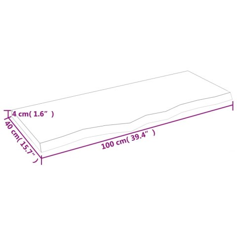  Półka, brązowa, 100x40x(2-4) cm, lakierowane lite drewno dębowe