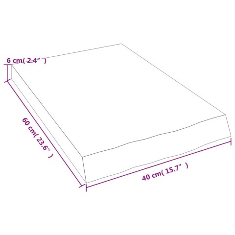  Półka, ciemnobrązowa, 40x60x(2-6) cm, wykończone drewno dębowe