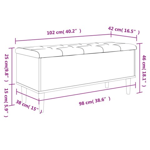  Ławka ze schowkiem, biała, 102x42x46 cm materiał drewnopochodny