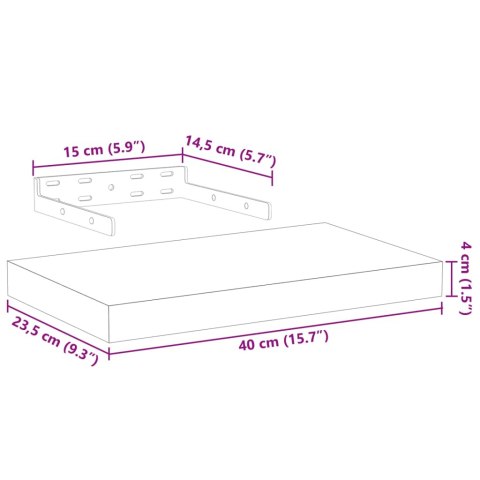  Półki , 4 szt., 40x23,5x4 cm, materiał drewnopochodny