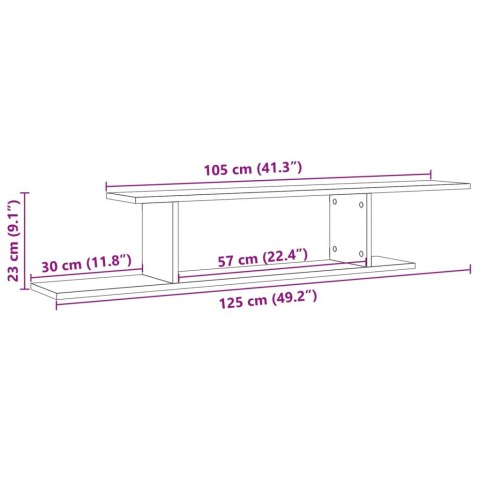  Wisząca szafka pod TV, stare drewno, 125x18x23 cm