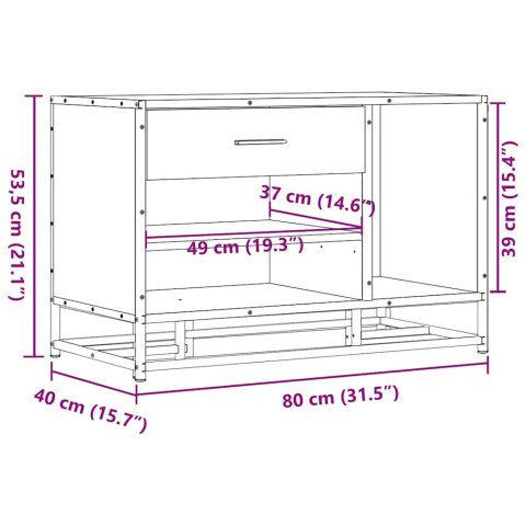  Ławka na buty Sonoma Oak 80x40x53,5 cm Drewno klejone i metal