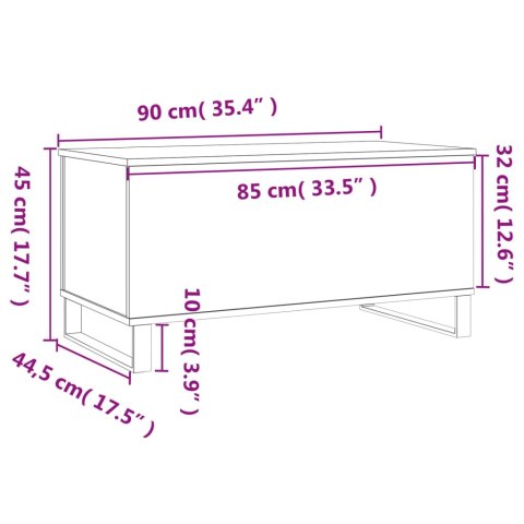  Stolik kawowy, biały 90x44,5x45 cm, materiał drewnopochodny