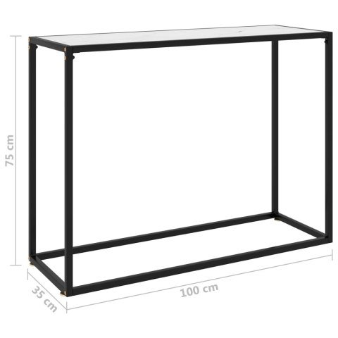  Stolik konsolowy, biały, 100x35x75 cm, szkło hartowane