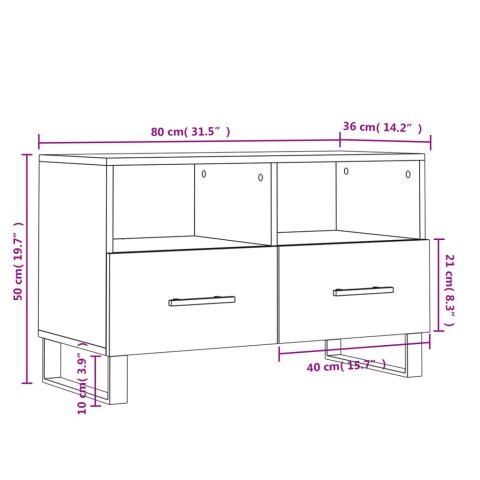  Szafka pod TV, biała, wysoki połysk, 80x36x50 cm