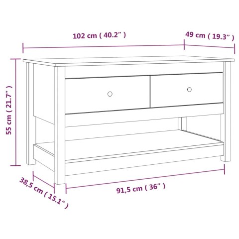  Stolik kawowy, szary, 102x49x55 cm, lite drewno sosnowe