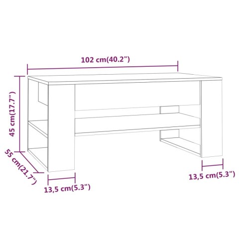  Stolik kawowy, dąb sonoma 102x55x45 cm, materiał drewnopochodny