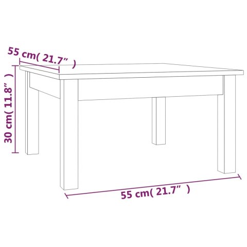  Stolik kawowy, 55x55x30 cm, lite drewno sosnowe