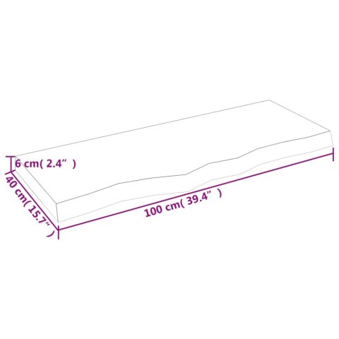  Półka, 100x40x(2-6) cm, surowe lite drewno dębowe