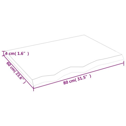  Półka, 80x60x(2-4) cm, surowe lite drewno dębowe