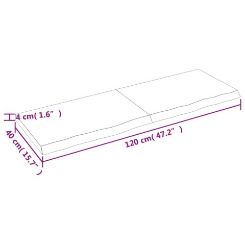  Półka, brązowa, 120x40x(2-4) cm, lakierowane lite drewno dębowe