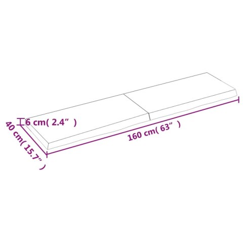  Półka, brązowa, 160x40x(2-6) cm, lakierowane lite drewno dębowe