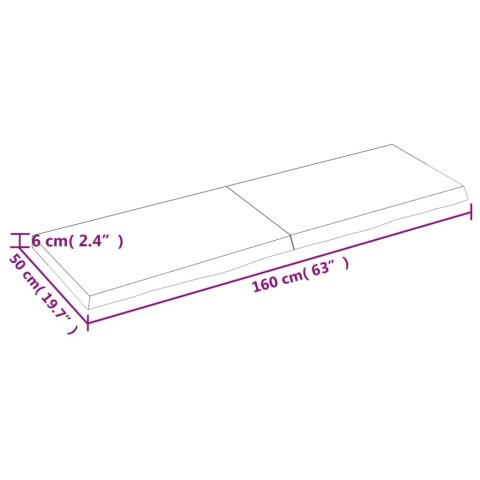  Półka, brązowa, 160x50x(2-6) cm, lakierowane lite drewno dębowe