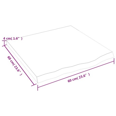  Półka, brązowa, 60x60x(2-4) cm, lakierowane lite drewno dębowe