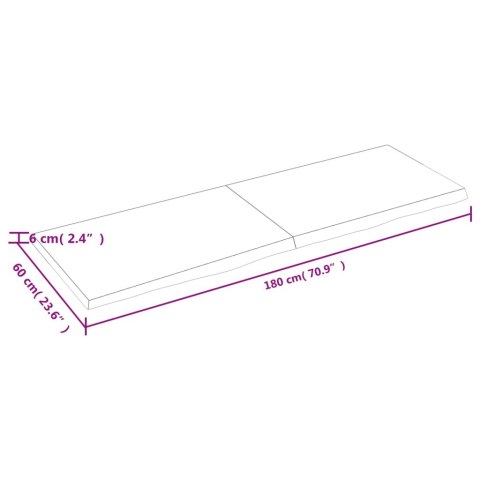  Półka, ciemnobrązowa, 180x60x(2-6) cm, wykończone drewno dębowe