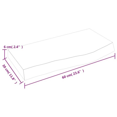  Półka, ciemnobrązowa, 60x30x(2-6) cm, wykończone drewno dębowe