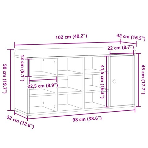  Ławka na buty Stare drewno 102x32x50 cm Drewno klejone