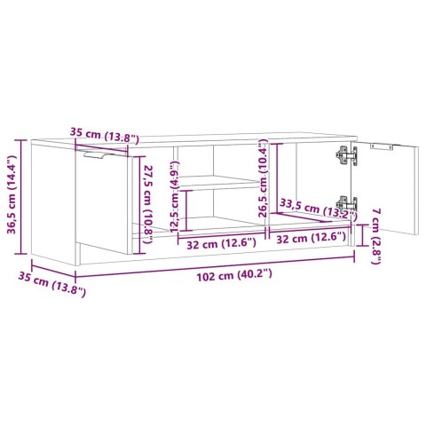  Szafka pod telewizor, stare drewno, 102x35x36,5 cm