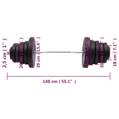  Sztanga z zestawem obciążników, 90 kg