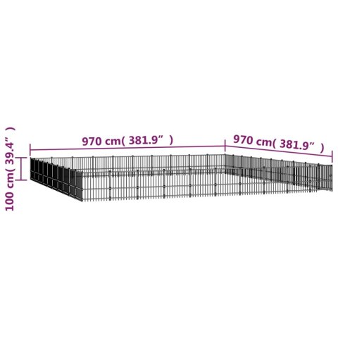  Kojec dla psa na zewnątrz, stalowy, 94,09 m²