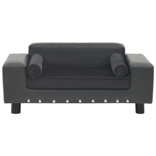  Sofa dla psa, ciemnoszara, 81x43x31 cm, plusz i sztuczna skóra