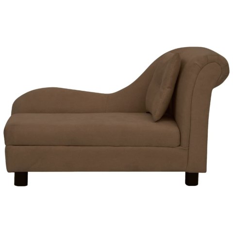  Sofa dla psa, z poduszką, brązowa, 83x44x44 cm, pluszowa