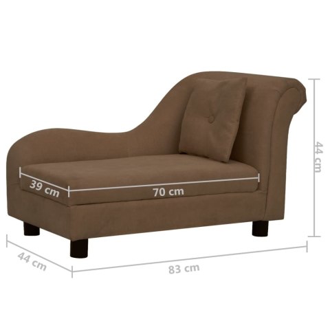  Sofa dla psa, z poduszką, brązowa, 83x44x44 cm, pluszowa