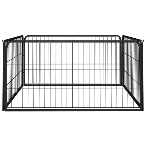  Kojec dla psa, 4 panele, czarny, 100x50 cm, stalowy