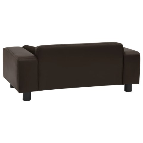  Sofa dla psa, brązowa, 81x43x31 cm, plusz i sztuczna skóra