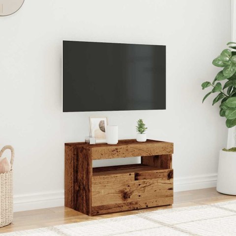  Szafka pod TV z oświetleniem LED, stare drewno, 60x35x40 cm