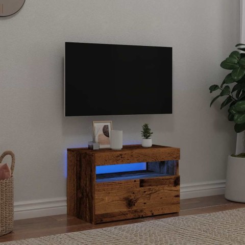  Szafka pod TV z oświetleniem LED, stare drewno, 60x35x40 cm