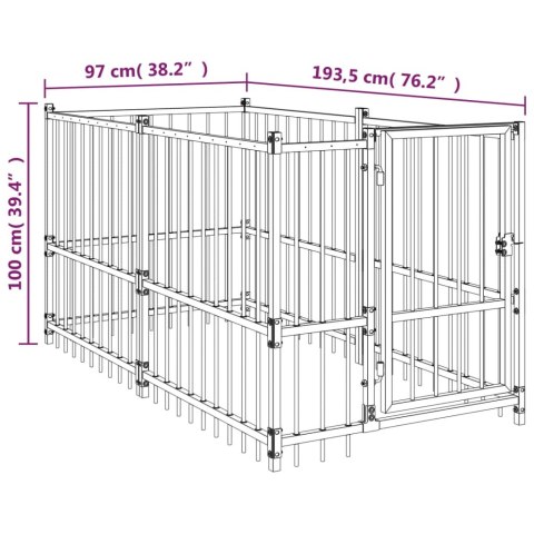  Kojec dla psa, czarny, 193,5x97x100 cm, stalowy